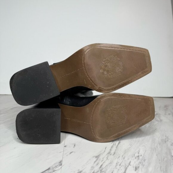 Vince Camuto Sangeti Black Leather Square Toe Wide Calf Heeled Tall Boot 10M - Picture 14 of 15